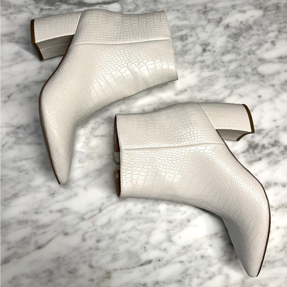 Steve Madden White Croc Ankle Booties
